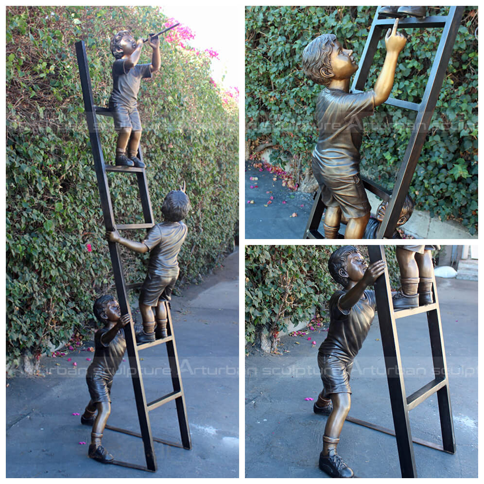 boys on ladder statue