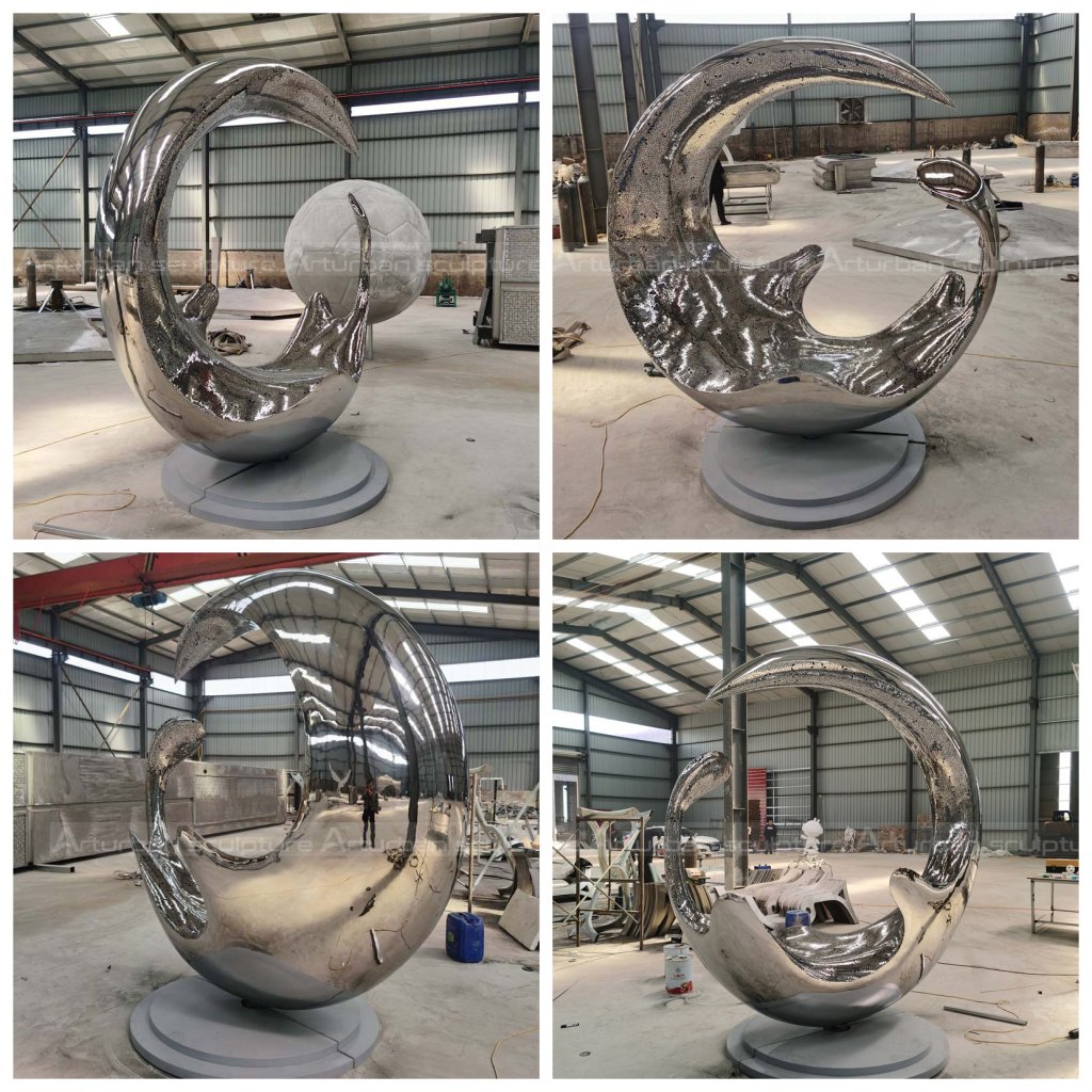 mirror polished stainless steel sculpture