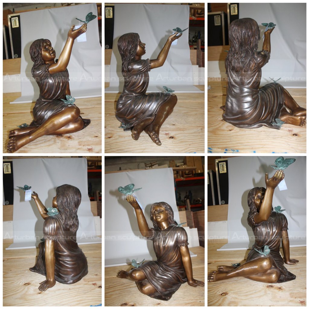 girl with butterfly garden statue