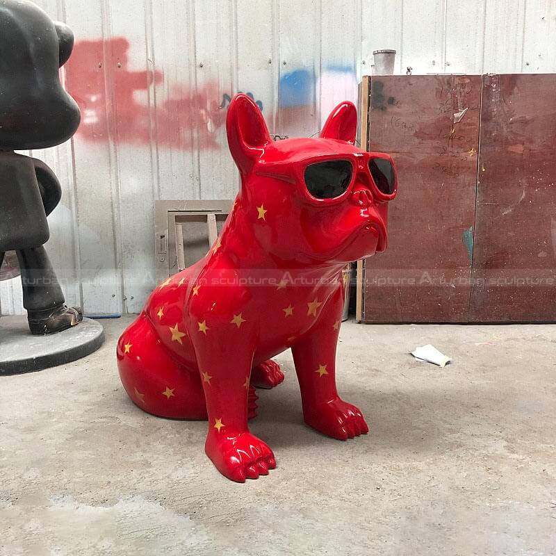 painted french bulldog statue