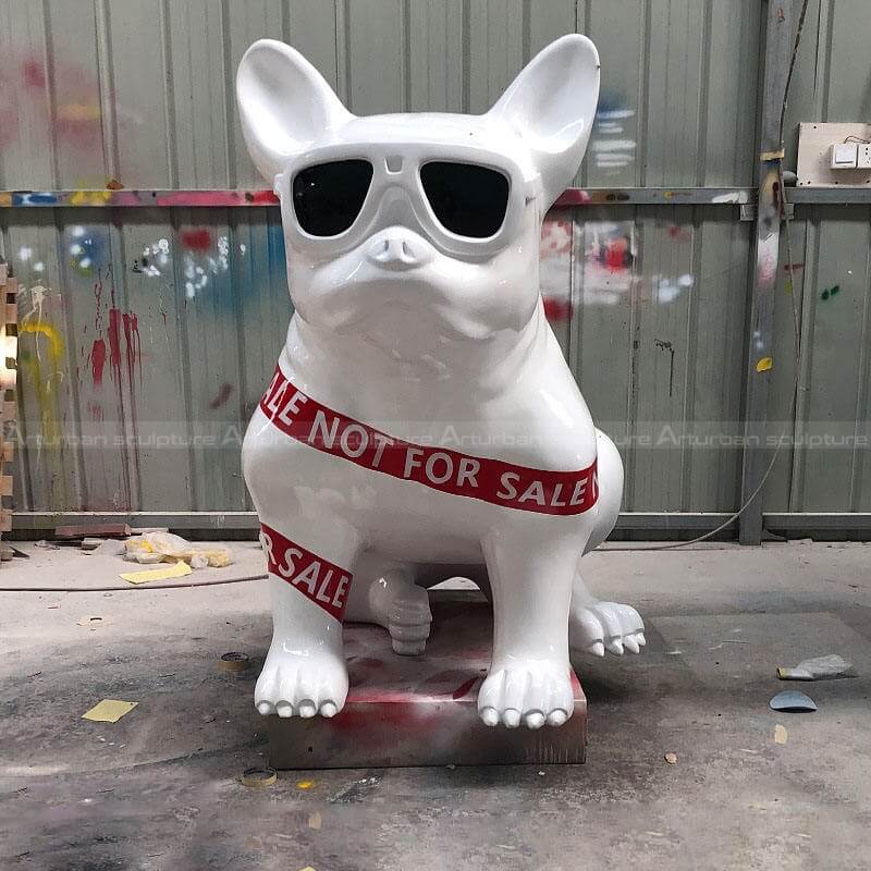 painted french bulldog statue