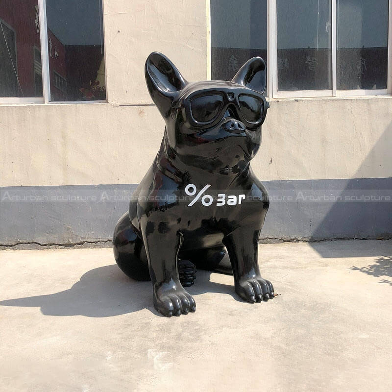 painted french bulldog statue