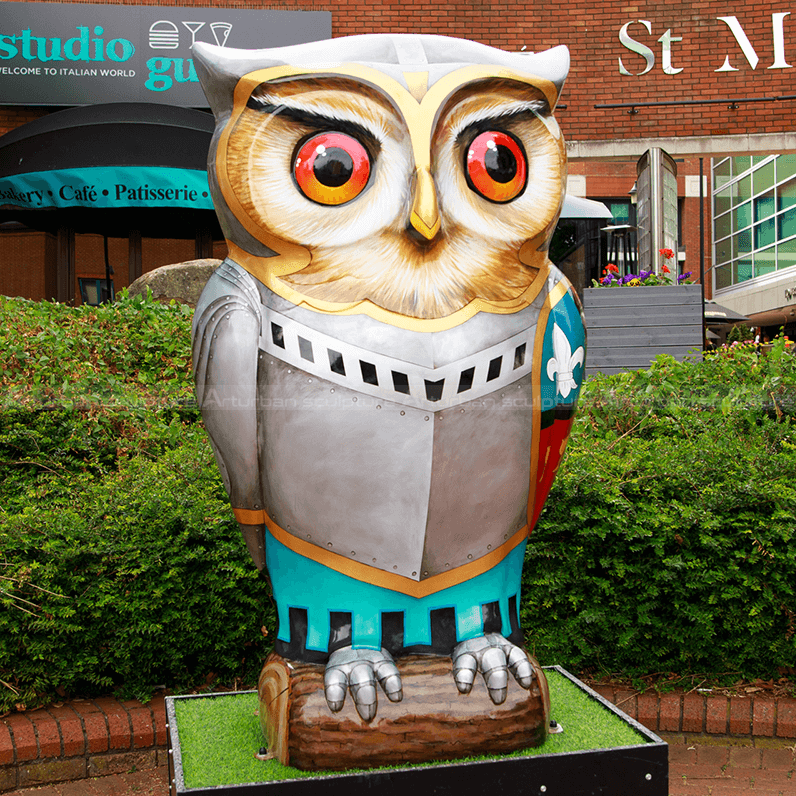 painted owl statue