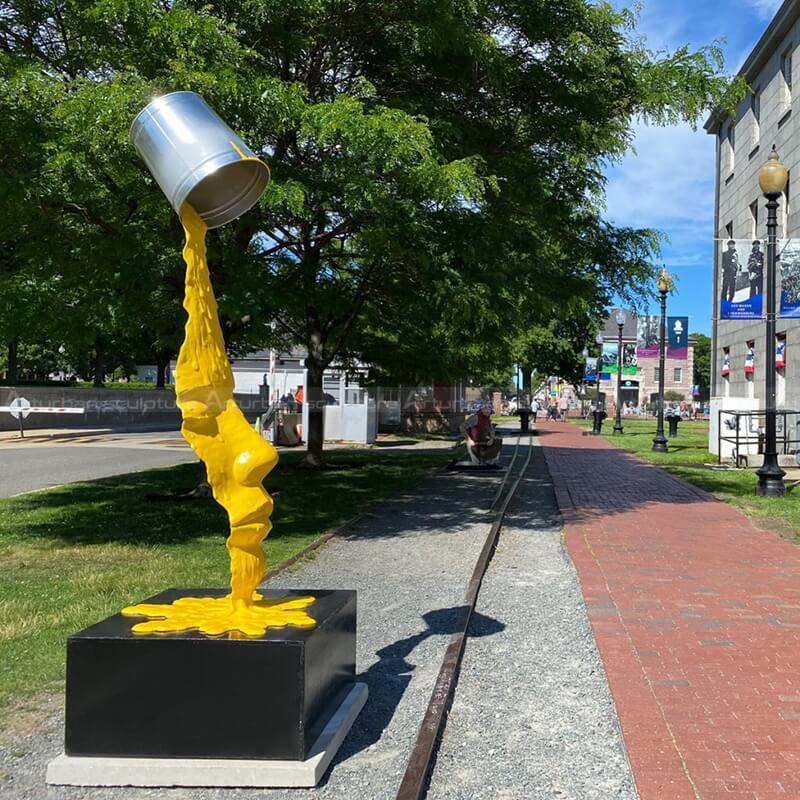 pouring paint pot sculpture