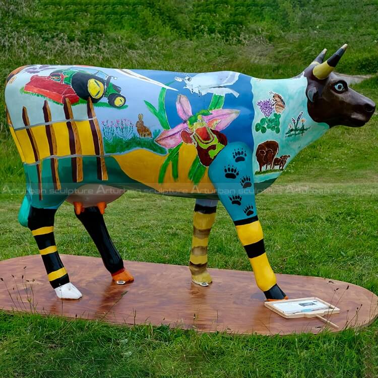 painted cow sculptures