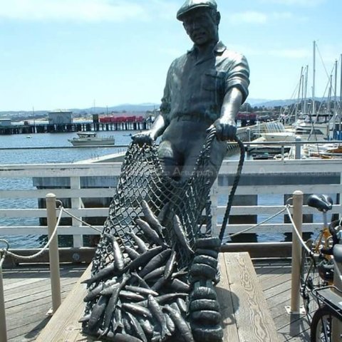 outdoor fisherman statue