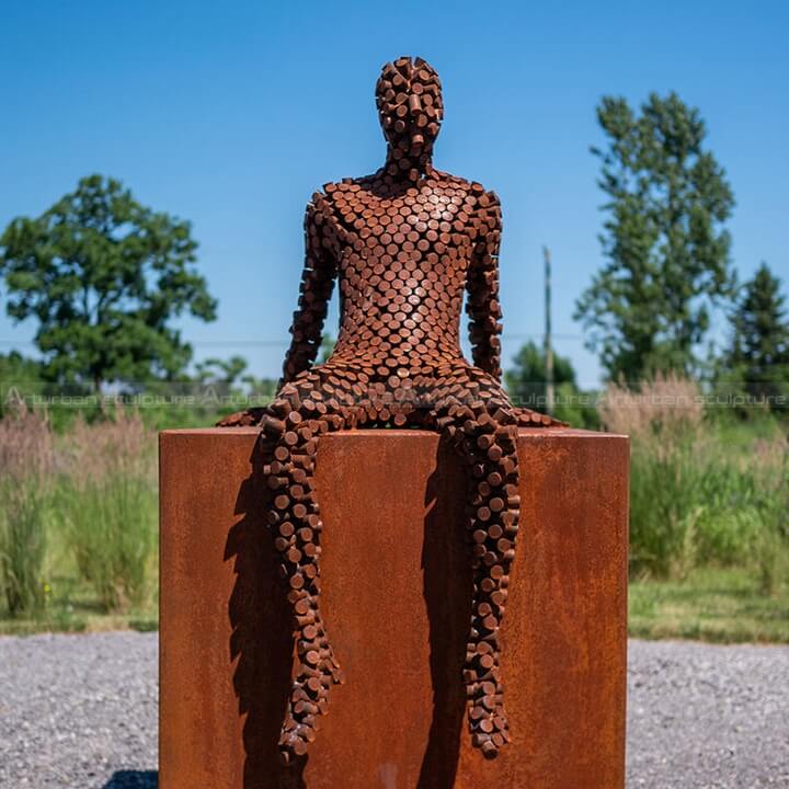 weathered steel garden sculpture