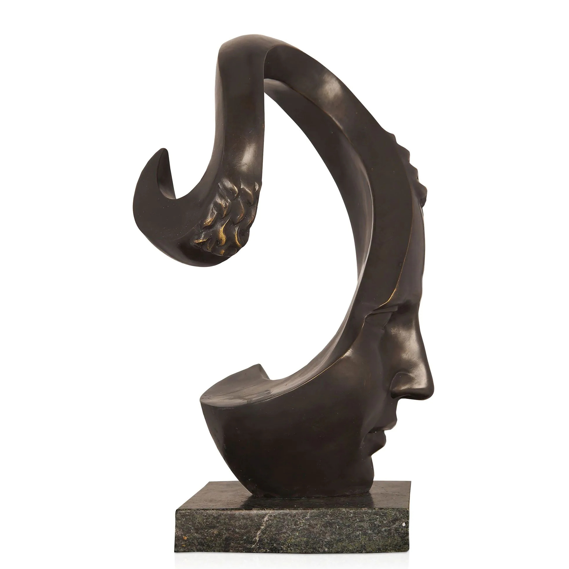 side view of bronze abstract surreal Face Sculpture Art statue