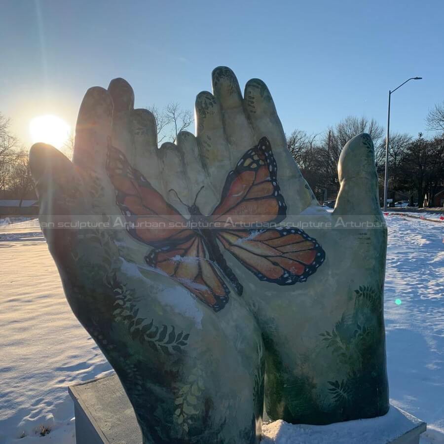 painted hand sculpture