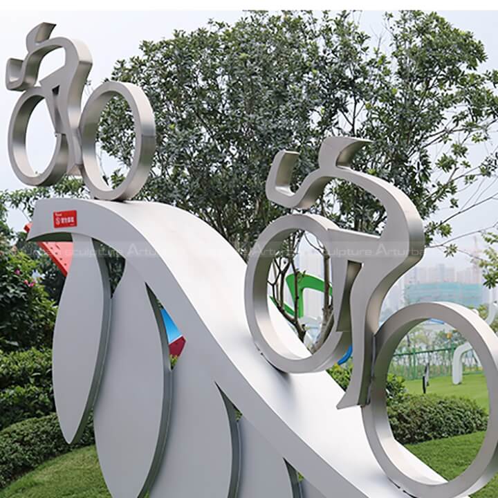 abstract cyclist sculpture