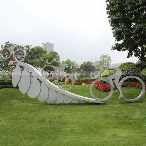 abstract cyclist sculpture