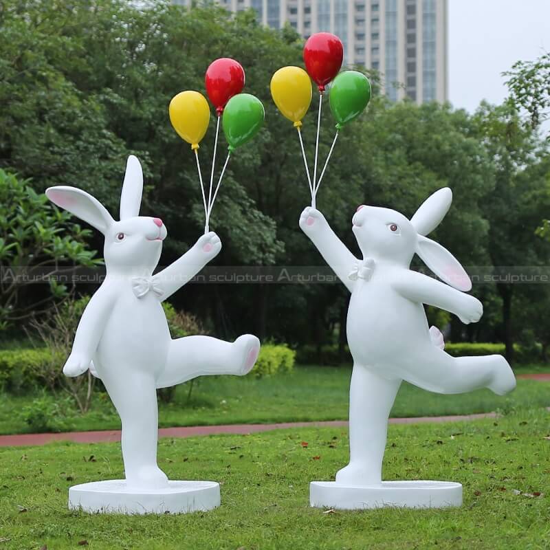 white rabbit garden statue