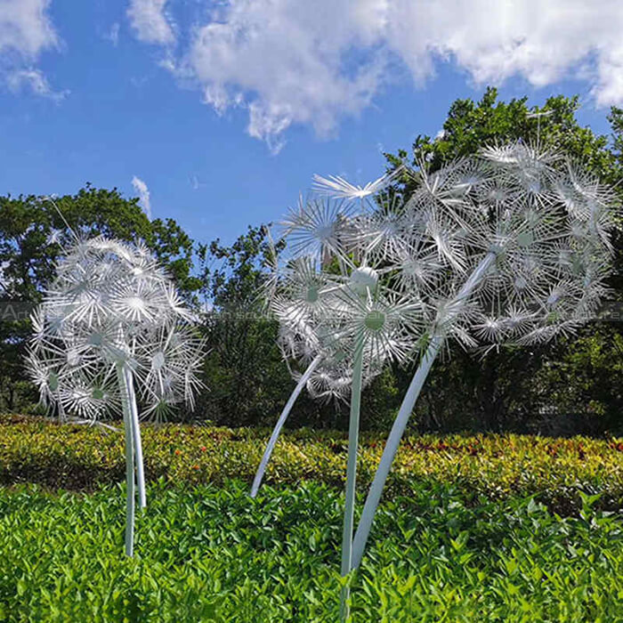 stainless steel dandelion sculpture