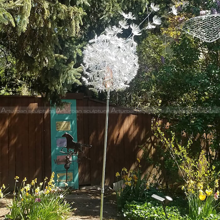 stainless steel dandelion sculpture