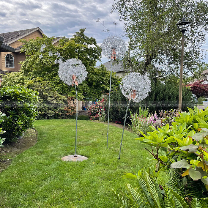 stainless steel dandelion sculpture