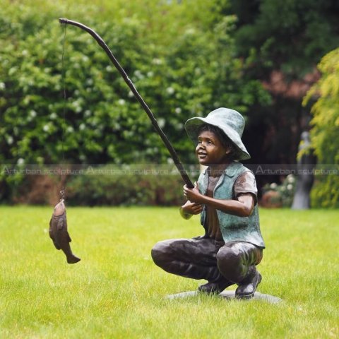 little fisherman garden statue