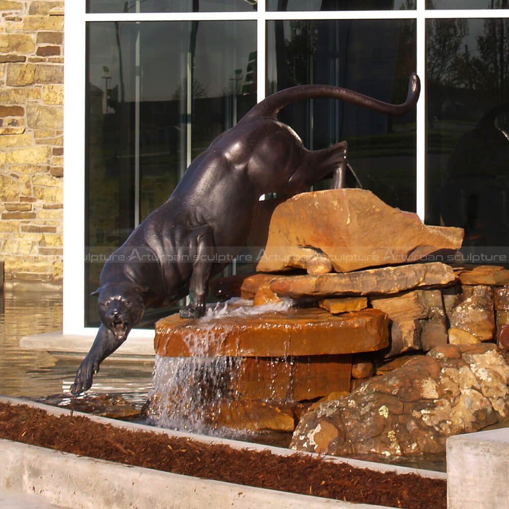 black panther garden statue