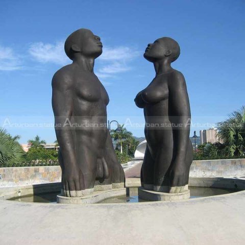 woman and man sculpture