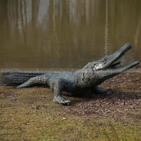 bronze alligator sculpture