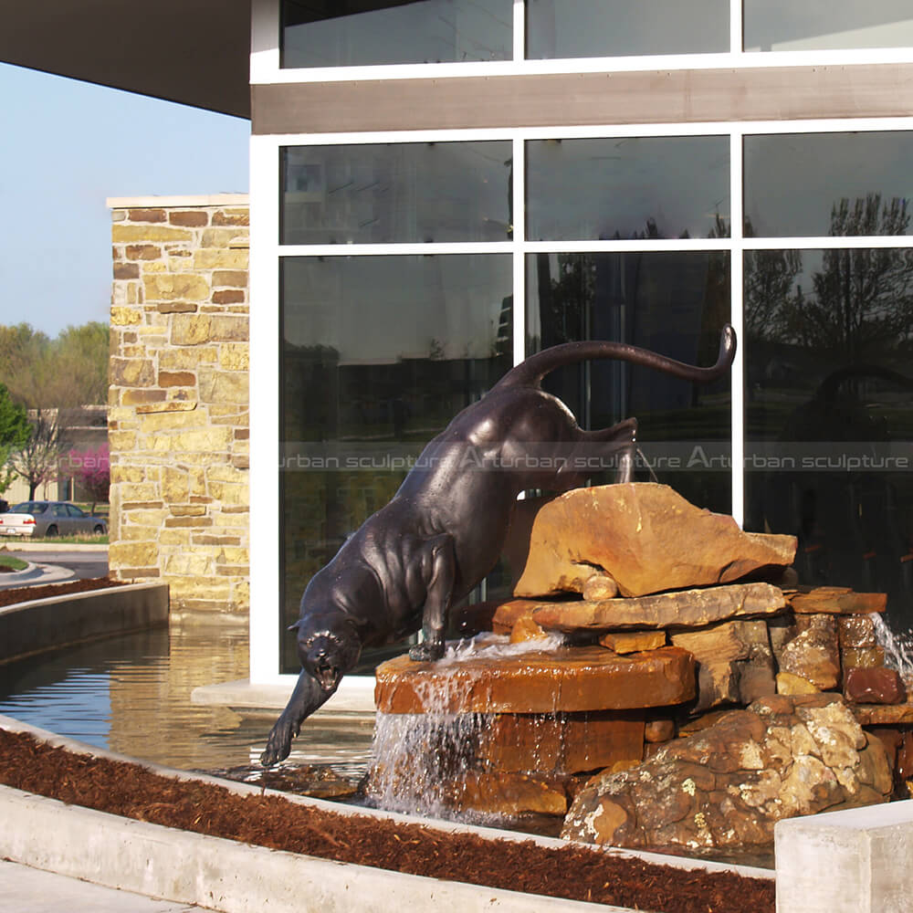 black panther garden statue