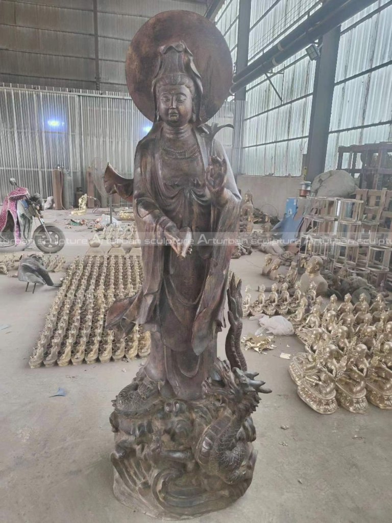 bronze kwan yin statue