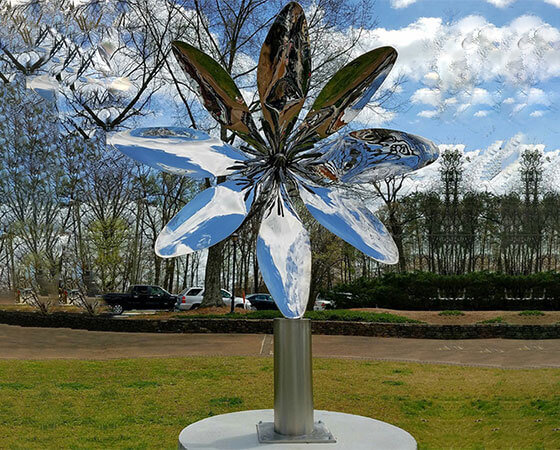 stainless steel flower sculpture