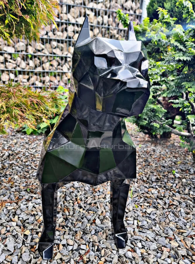 geometric dog statue