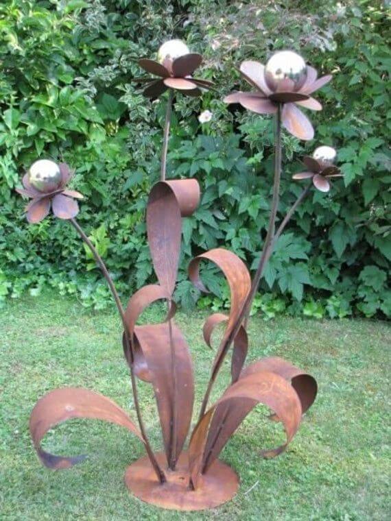 stainless steel flower sculpture