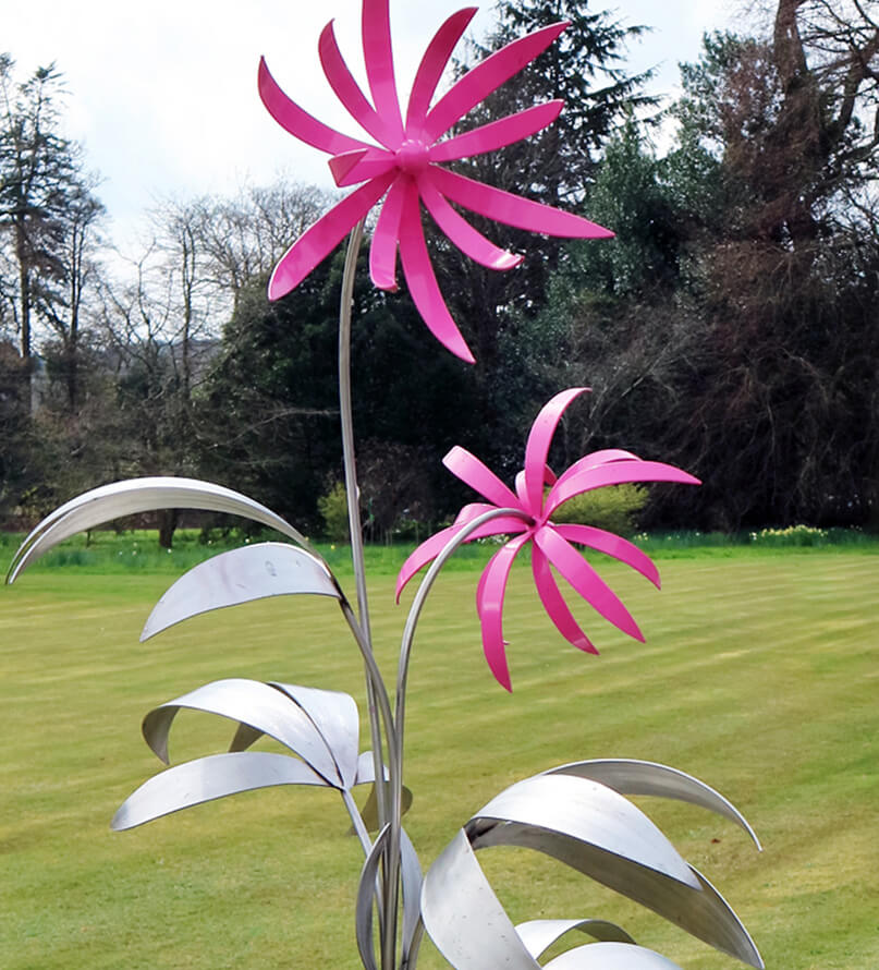 stainless steel flower sculpture