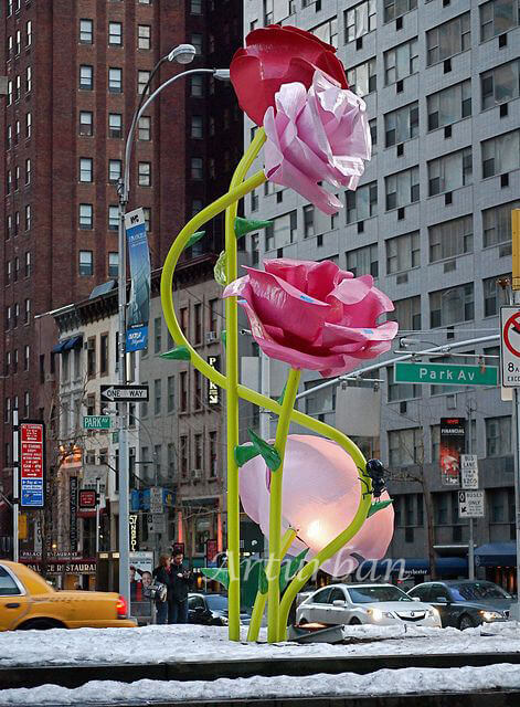 stainless steel flower sculpture