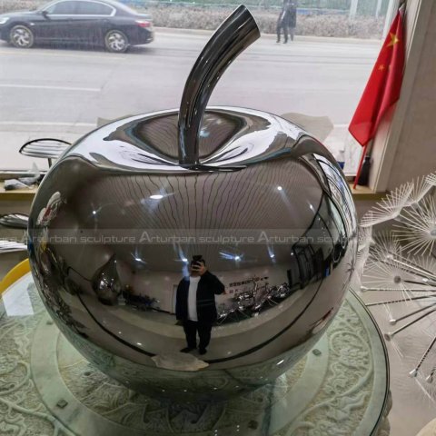 Stainless steel apple statue