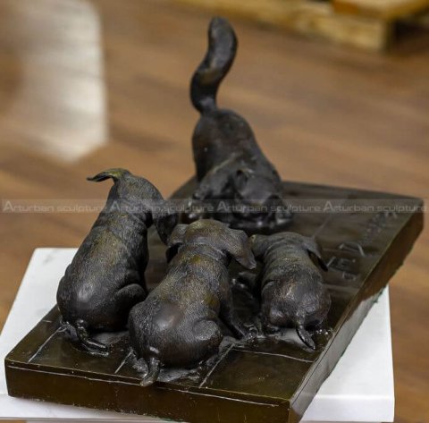 bronze cat garden statue