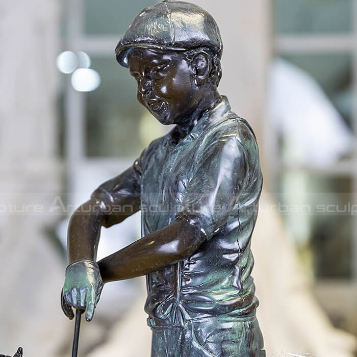 The boys playing golf statue