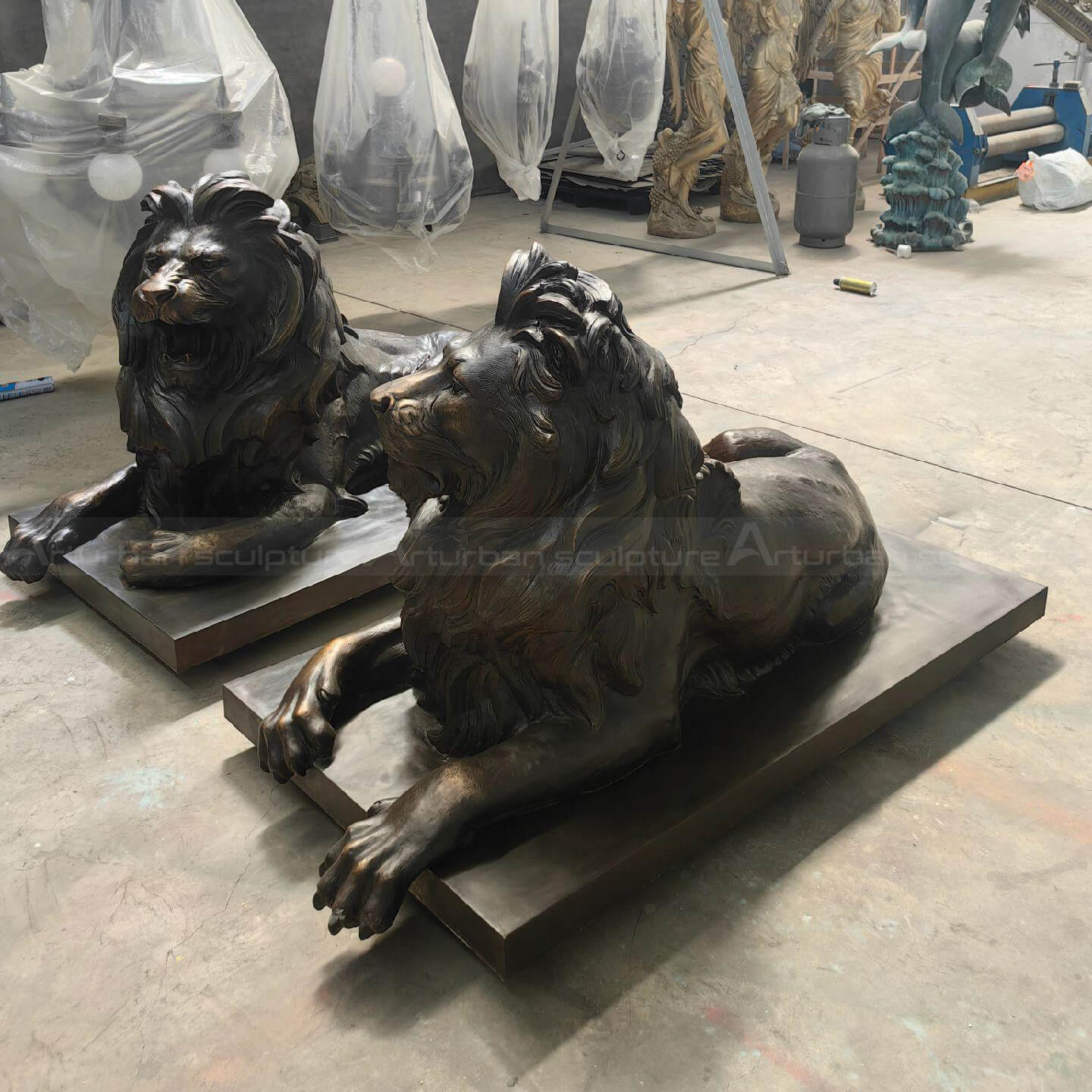 antique bronze lion statue 