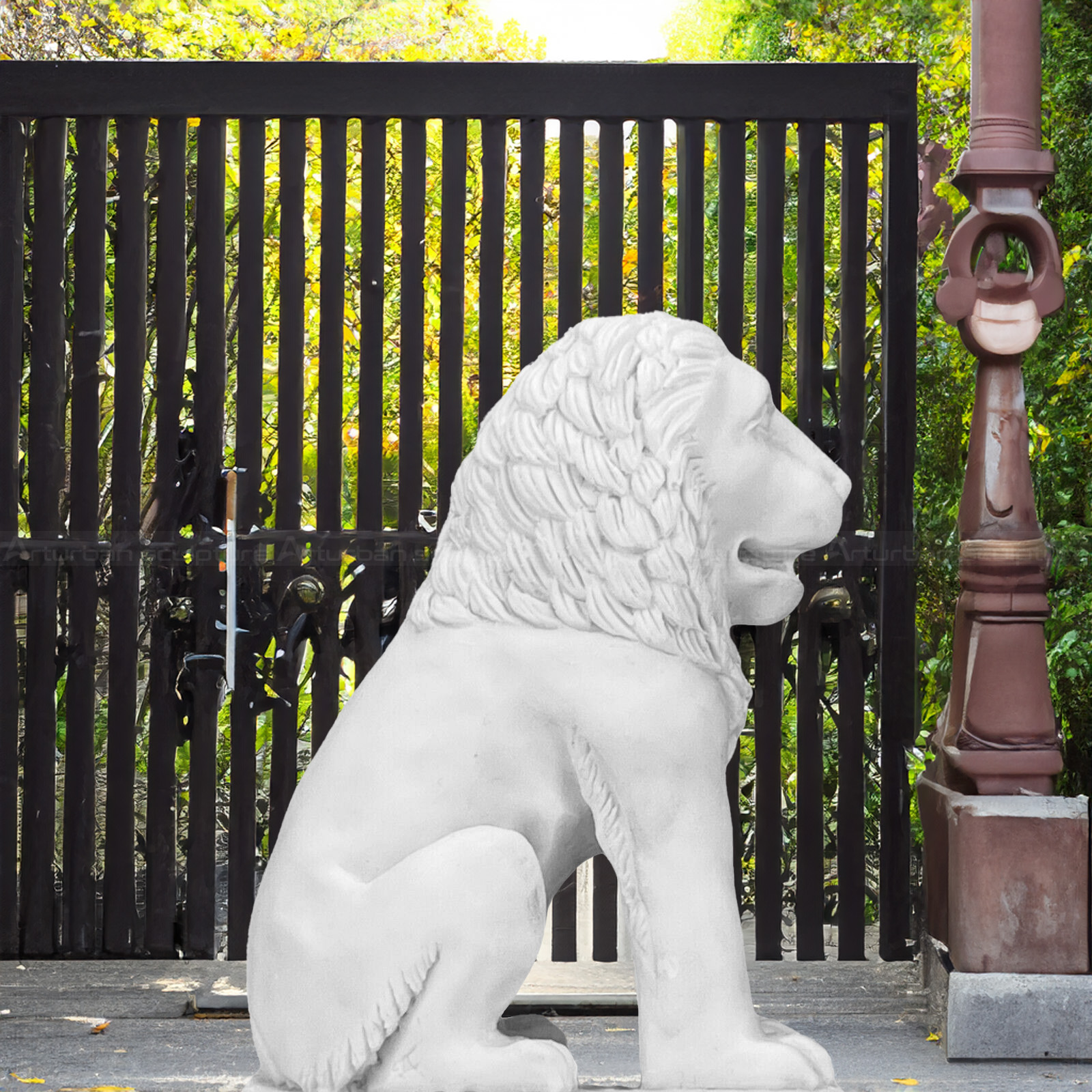 white marble lion statues 