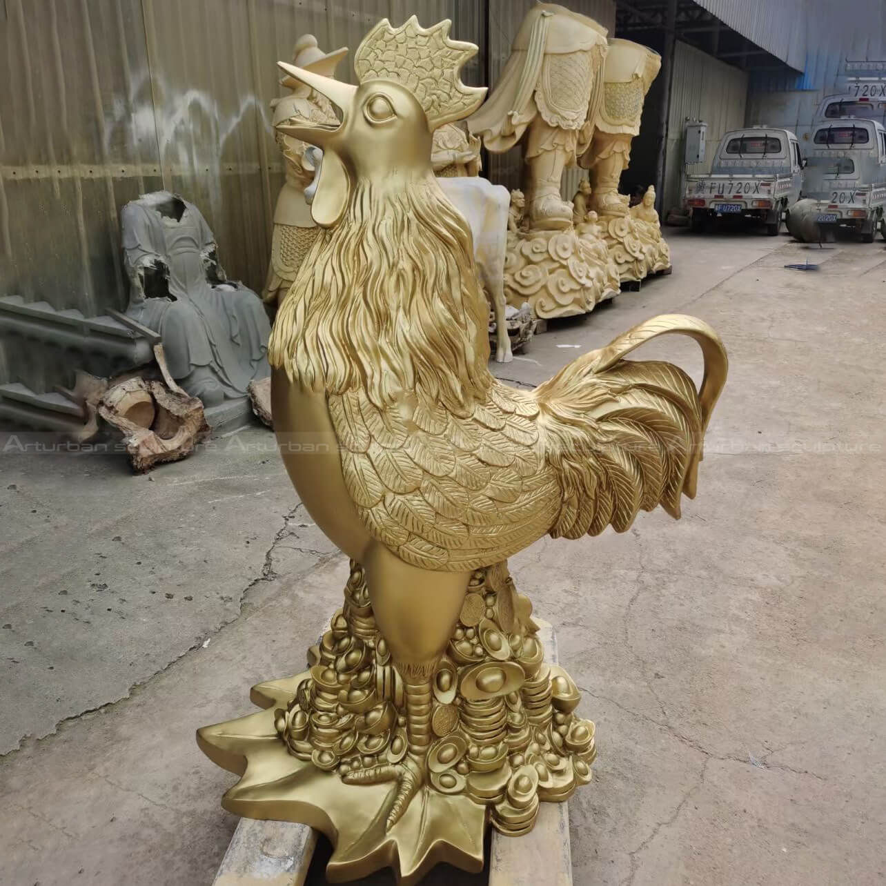 gold rooster statue