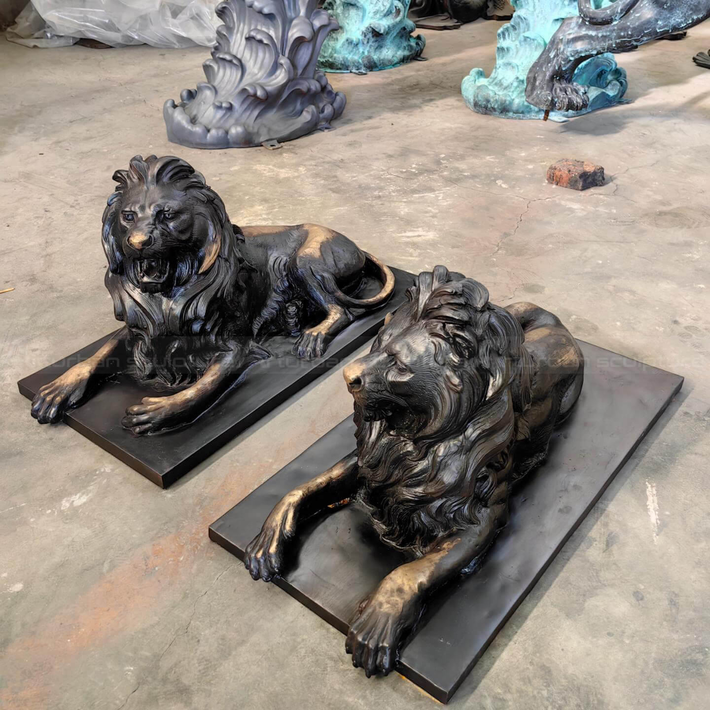 bronze lion statues