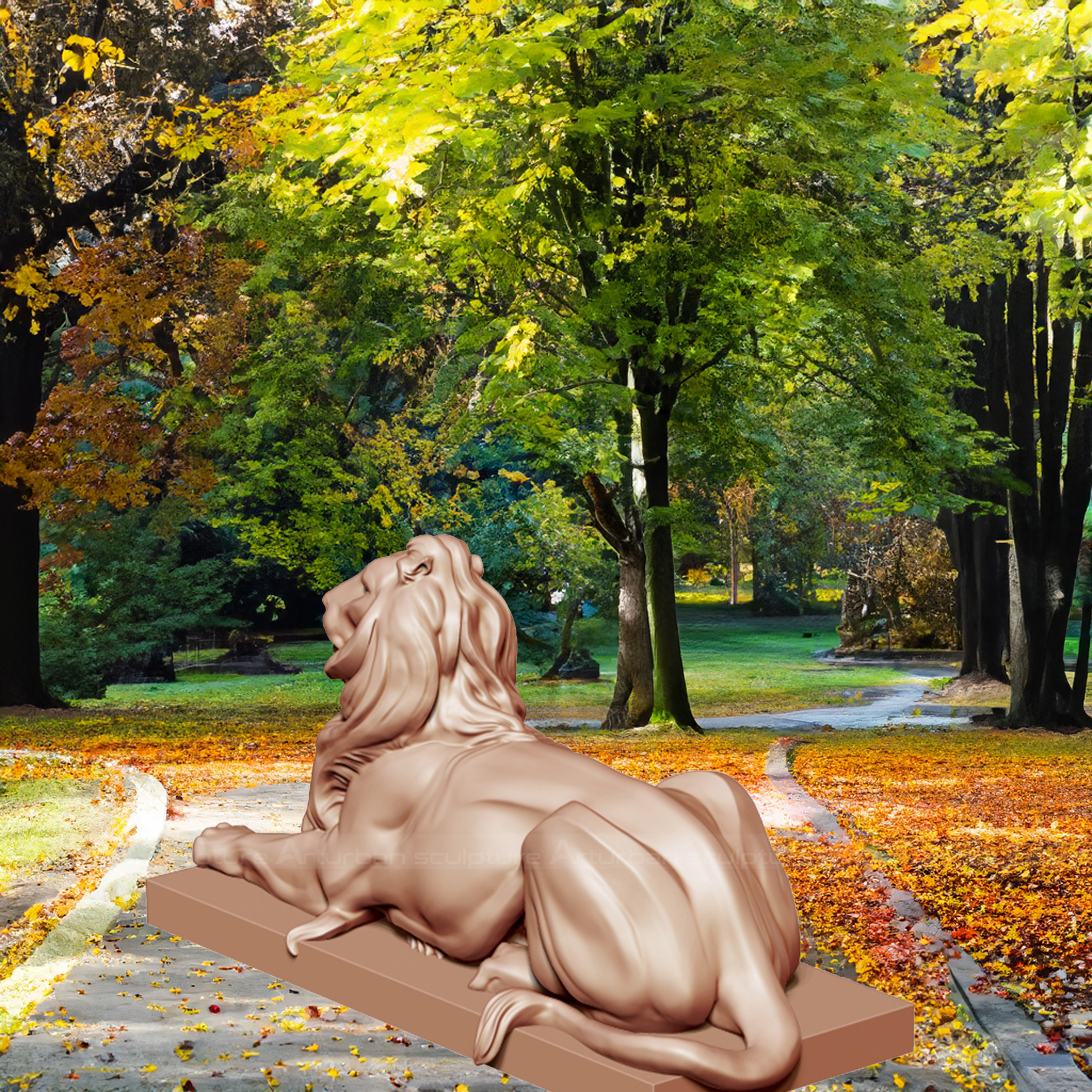 Lying Down Lion Statue 