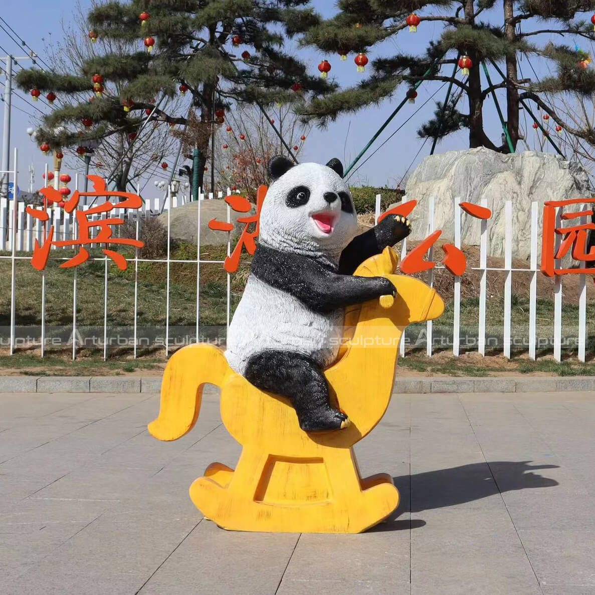 outdoor panda statue