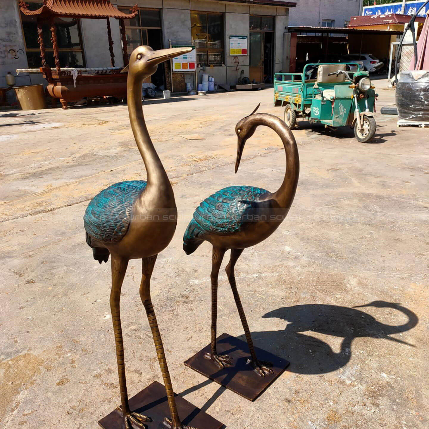 Bronze Crane Sculpture