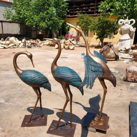 Bronze Crane Sculpture