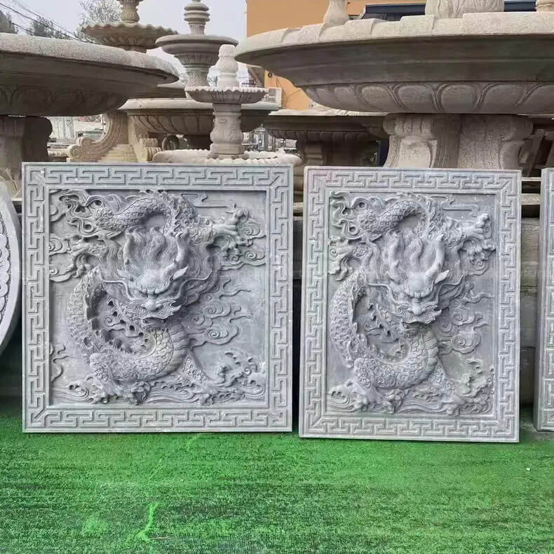 dragon relief wall fountain