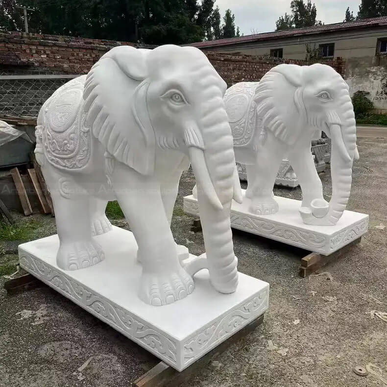 Marble Elephant Pair