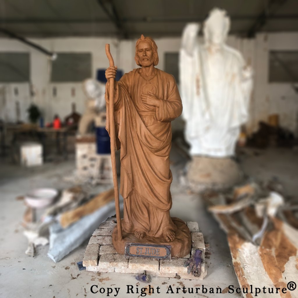 life size st jude clay sculpture