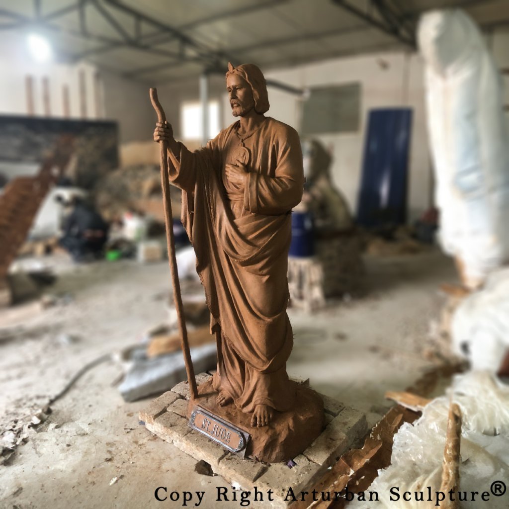 life size st jude clay sculpture