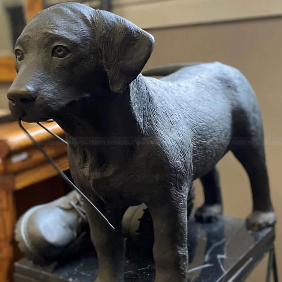 Black Lab Puppy Statue