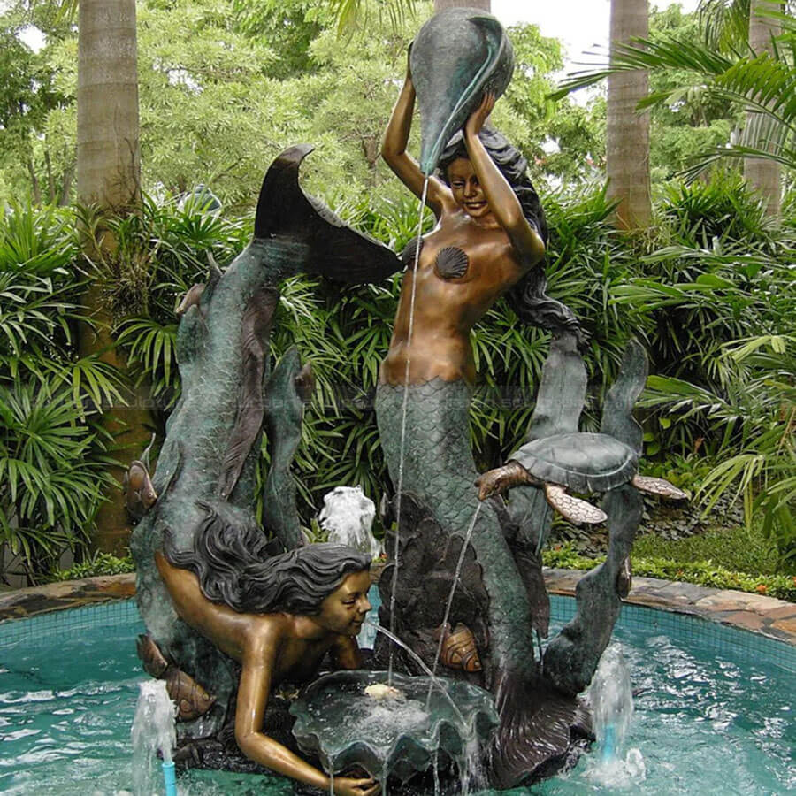 Bronze Mermaid Water Fountain