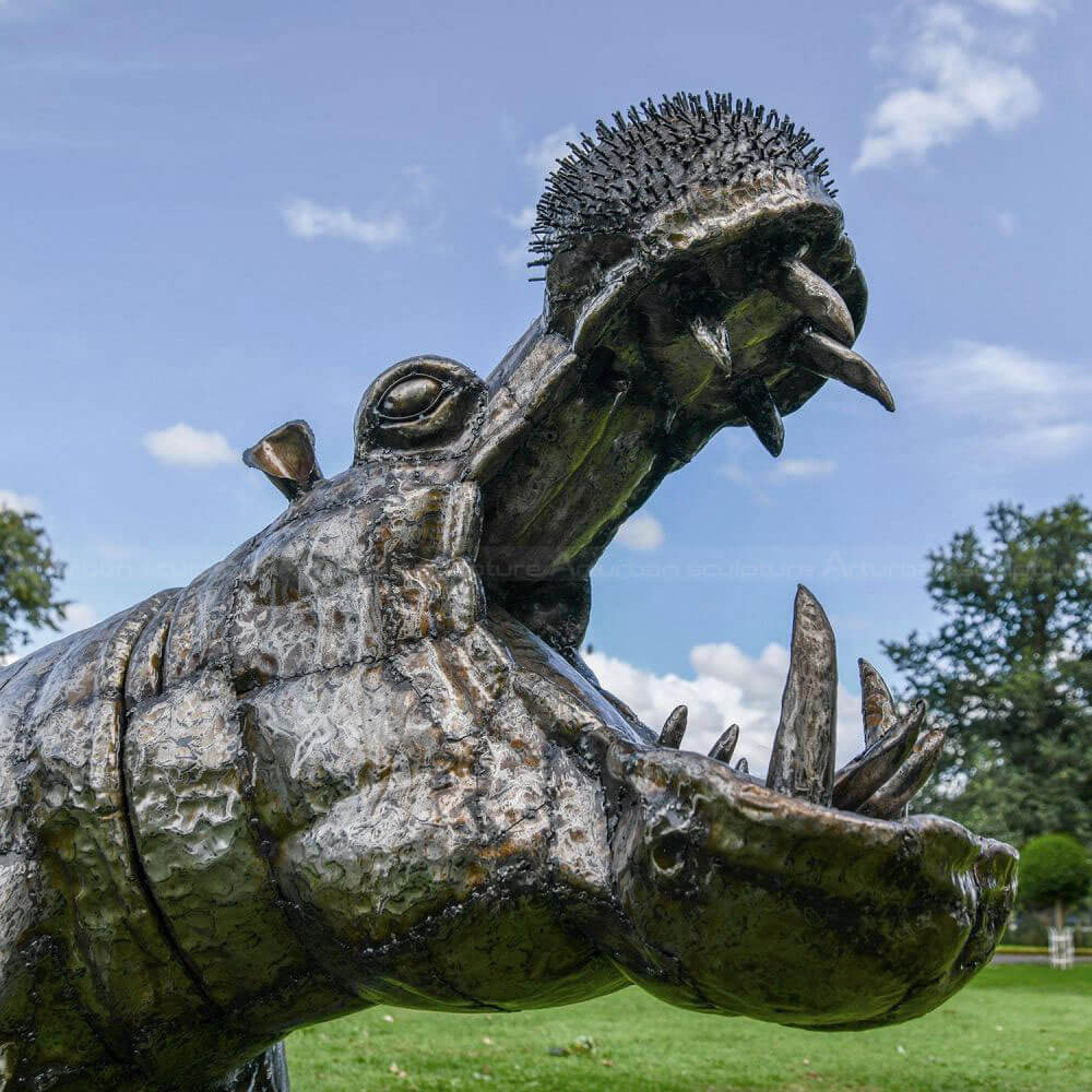 Fighting Hippo Sculpture