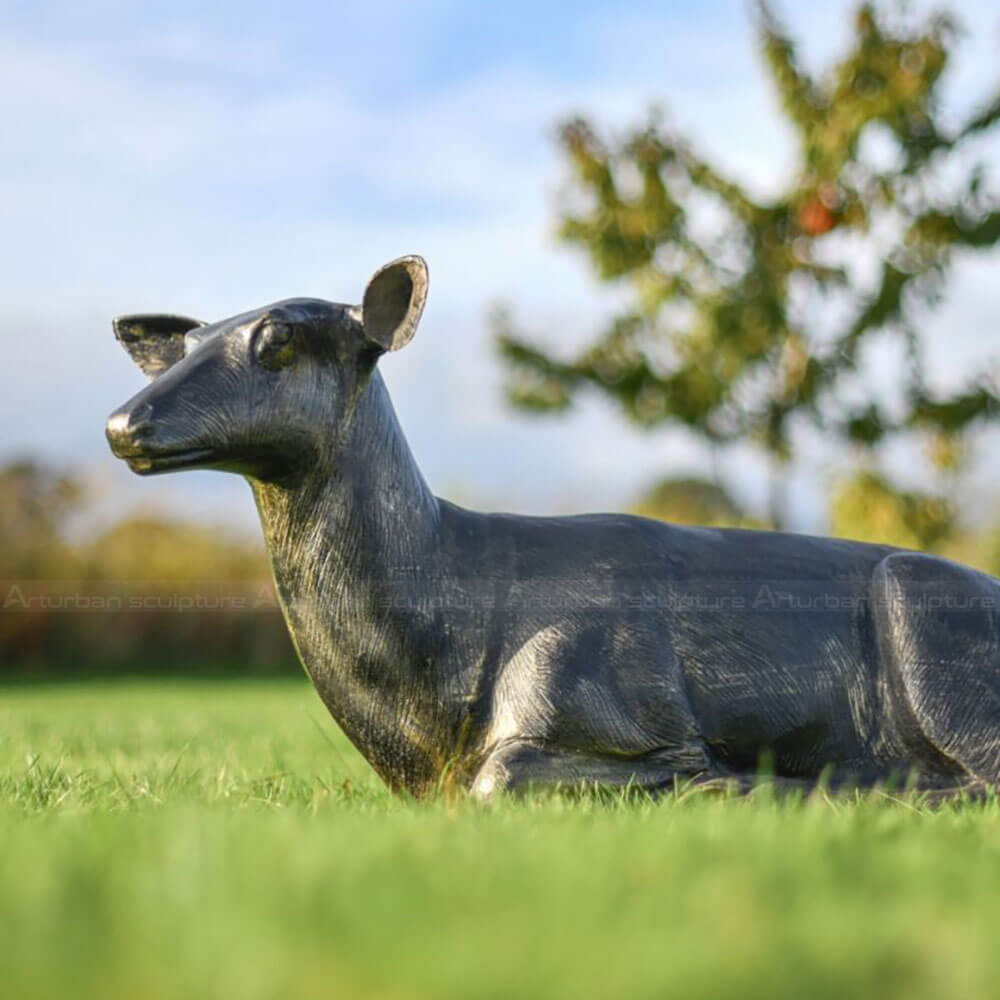 Laying Down Deer Statue