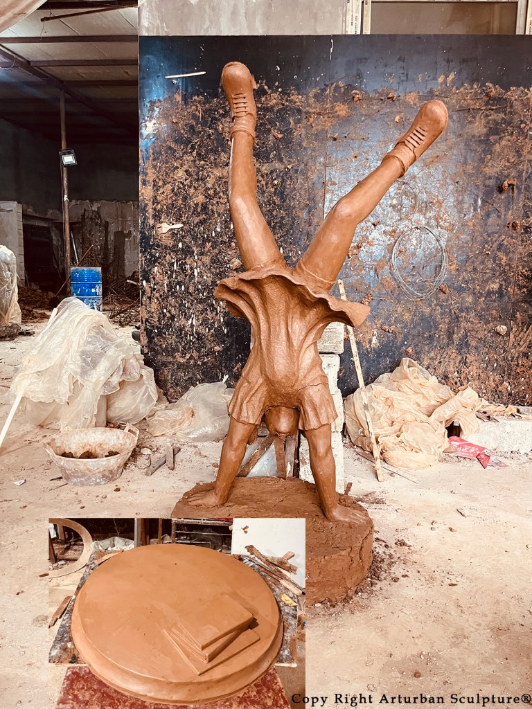 handstand sculpture clay mold